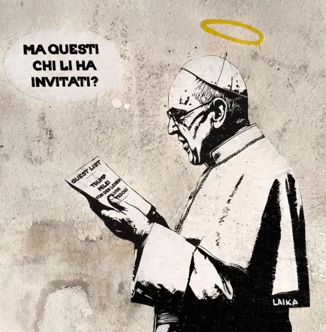 Nuova opera di Laika dal titolo “Gli invitati”, dedicata a Papa Francesco